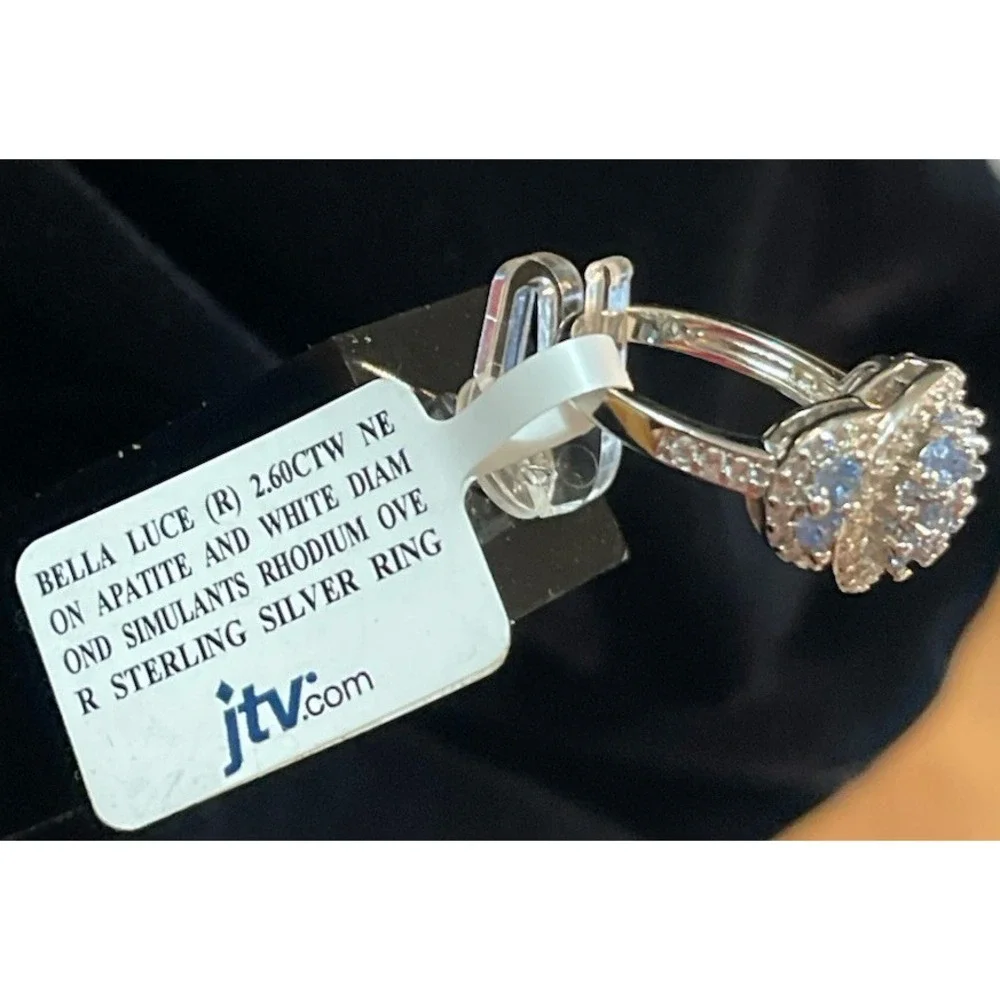 JTV Bella Luce 9.25 Sterling Silver Neon Apatite‎ CZ Ring Sz 6